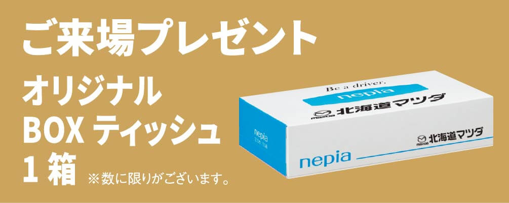 ご来場プレゼント オリジナルBOXティッシュ1箱